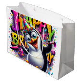 Birthday Penguin von Natasha Us Große Geschenktüte (Rückseite Schrägansicht)