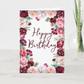 Birthday Peony Watercolor Floral Karte (Vorderseite)