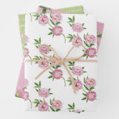 Birthday Peony Wrapping Paper Flat Sheet Set 3 Geschenkpapier Set (Beispiel)