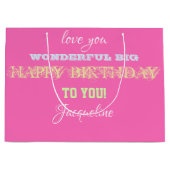 BIRTHDAY Personalisiert Niedlich Girly Vintag Tren Große Geschenktüte (Vorderseite)