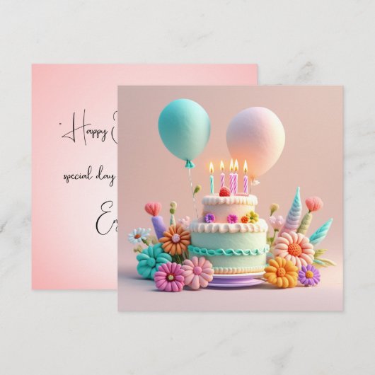 Birthday Personalize Custom card Einladung (Vorne/Hinten)