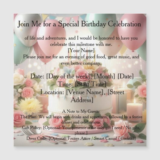 Birthday Personalize Custom Magneteinladung (Vorderseite)