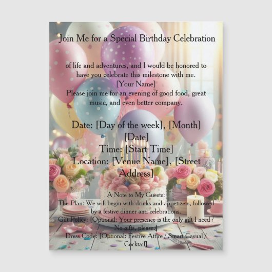 Birthday Personalize Custom Magneteinladung (Vorderseite)