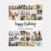 Birthday Personalized 24 Photo Collage Fleecedecke (Vorderseite)