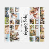 Birthday Personalized 24 Photo Collage Fleecedecke (Vorderseite (Horizontal))