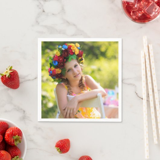 Birthday Personalized Photo Text Design Cocktail Serviette (Beispiel)