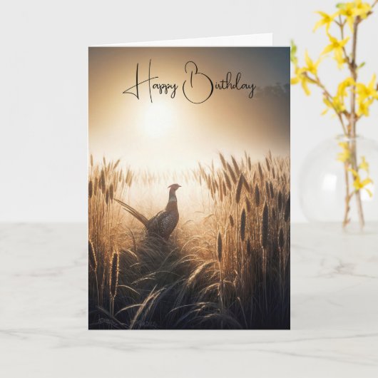 Birthday Pheasant im Weizenfeld Karte (Gelbe Blume)