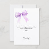 Birthday photo bow lavender dankeskarte (Rückseite)