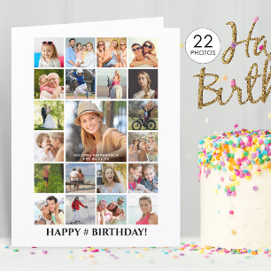 Birthday Photo Collage 22 Pictures Any Age Custom Karte