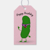 Birthday Pickle mit rosa Brille Geschenkanhänger (Vorderseite)