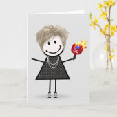 Birthday Pickleball Strichmännchen Girl Karte (Gelbe Blume)