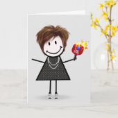 Birthday Pickleball Strichmännchen Girl Karte (Gelbe Blume)