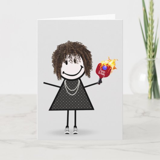 Birthday Pickleball Strichmännchen Girl Karte (Vorderseite)