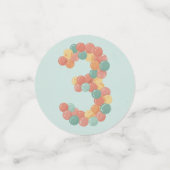 Birthday Picnic, Cute Retro Style, Age 3 Konfetti (Klein Vorderseite)