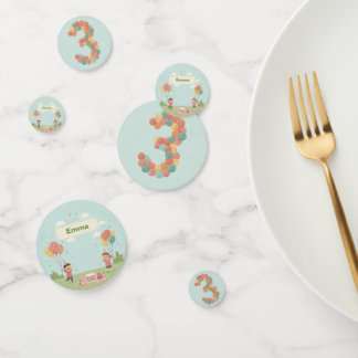 Birthday Picnic, Cute Retro Style, Age 3 Konfetti