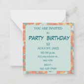 Birthday Picnic, Cute Retro Style Mitteilungskarte (Rückseite)