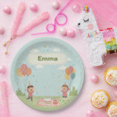 Birthday Picnic, Cute Retro Style Pappteller (Party)