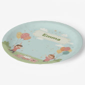 Birthday Picnic, Cute Retro Style Pappteller (Schrägansicht)