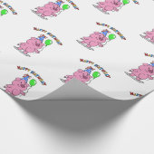 Birthday Pig Cartoon | Hintergrundfarbe auswählen Geschenkpapier (Ecke)