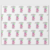 Birthday Pig Cartoon | Hintergrundfarbe auswählen Geschenkpapier (Flach)