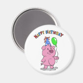 Birthday Pig Cartoon | Hintergrundfarbe auswählen Magnet (Vorderseite/Rückseite)
