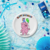 Birthday Pig Cartoon | Hintergrundfarbe auswählen Pappteller (Party)