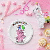 Birthday Pig Cartoon | Hintergrundfarbe auswählen Pappteller (Party)