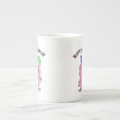 Birthday Pig Cartoon | Hintergrundfarbe auswählen Porzellantasse (Vorderseite)