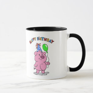 Birthday Pig Cartoon   Hintergrundfarbe auswählen Tasse