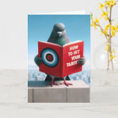 Birthday Pigeon Lesen eines Buches Karte (Gelbe Blume)