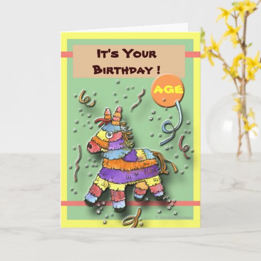 Birthday Pinata Karte (Gelbe Blume)