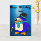 Birthday Pinguin Frosty Blue Customizable Card Karte (Gelbe Blume)