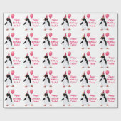 Birthday Pinguin Individuelle Name Wrapping Paper Geschenkpapier (Flach)