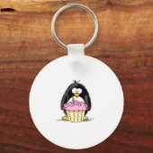 Birthday Pinguin mit Cupcake Schlüsselanhänger (Vorderseite)