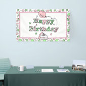 Birthday Pink and Green Girl's Banner (Messeveranstaltung)