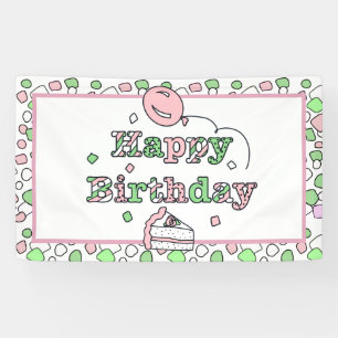 Birthday Pink and Green Girl's Banner