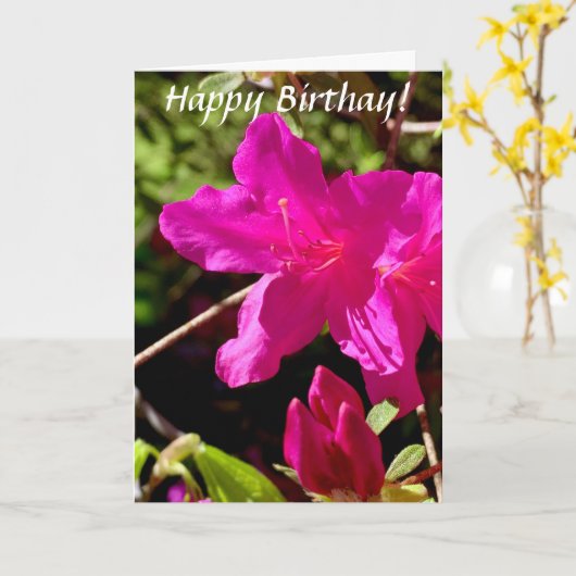 Birthday Pink Azalea Karte (Gelbe Blume)