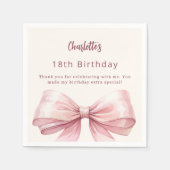 Birthday Pink Bogen Creme Vielen Dank Serviette (Vorderseite)