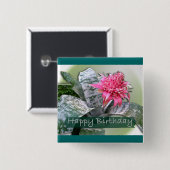 Birthday Pink Bromeliad Button (Vorne & Hinten)