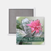 Birthday Pink Bromeliad Magnet (Vorderseite/Rückseite)