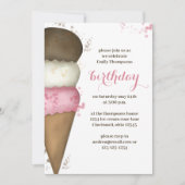 Birthday Pink Calligraphy Script Ice Creme Einladung (Vorderseite)