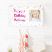 Birthday Pink Confetti Dots Foto Personalisiert Banner (Insitu)