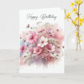 Birthday Pink Cosmos Bouquet Karte (Gelbe Blume)