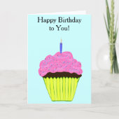 Birthday Pink Cupcake Balloons Karte (Vorderseite)