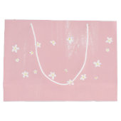 Birthday Pink Daisies Girly Sweet Simple Script Große Geschenktüte (Rückseite)