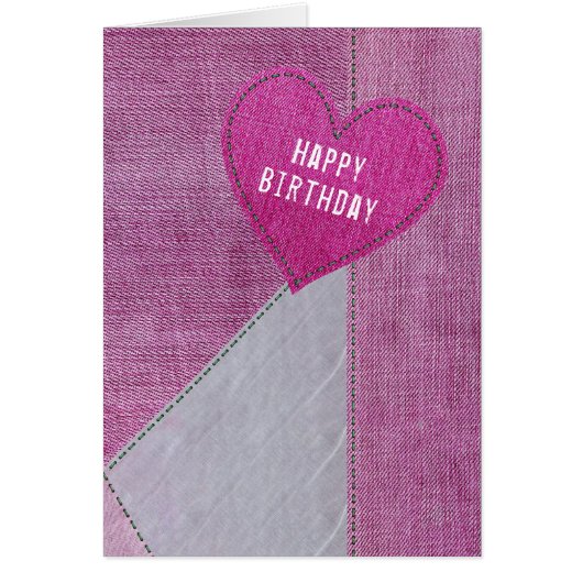 Birthday Pink Denim Heart (Vorne)