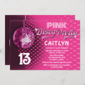 Birthday Pink Disco Party Einladung (Vorne/Hinten)