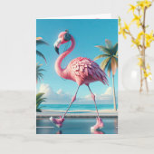 Birthday Pink Flamingo Wearing Sneakers Karte (Gelbe Blume)