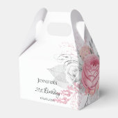 Birthday pink floralsilber modern elegant geschenkschachtel (Rückseite)