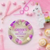 Birthday Pink Gold Balloons Pappteller (Party)